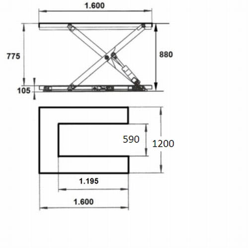 Mesa en U 1.500 kg 3
